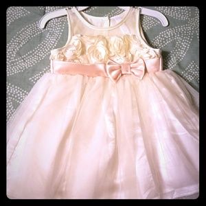 Ivory and blush satin dress